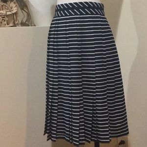 Ann Taylor Pleated nautical stripe midi skirt